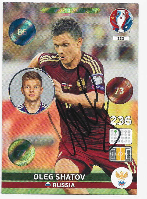 OLEG SHATOV (Russia) - PANINI `EURO 2016`-  Personally `AUTOGRAPHED` TRADING CARD