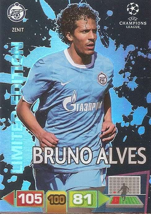 BRUNO ALVES - CHAMPIONS LEAGUE  2011/12 ADRENALYN XL - `RARE` LIMITED EDITION CARD