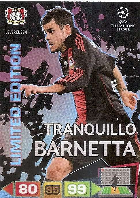 TRANQUILLO BARNETTA - CHAMPIONS LEAGUE  2011/12 ADRENALYN XL -  `RARE` LIMITED EDITION CARD