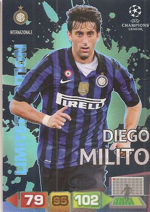 DIEGO MILITO - CHAMPIONS LEAGUE  2011/12 ADRENALYN XL -  `RARE` LIMITED EDITION CARD