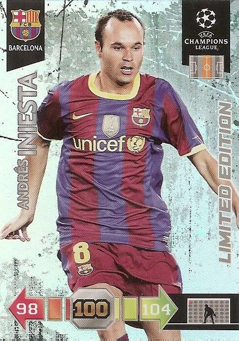 INIESTA - PANINI CHAMPIONS LEAGUE 2010/11 - ULTRA RARE `LIMITED EDITION` TRADING CARD
