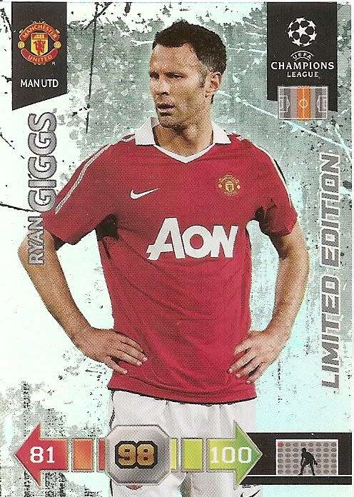 RYAN GIGGS - PANINI CHAMPIONS LEAGUE 2010/11 - RARE `LIMITED EDITION` TRADING CARD