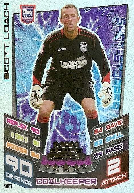 SCOTT LOACH (Ipswish Town) - TOPPS `MATCH ATTAX CHAMPIONSHIPS` 2012/13 - FOIL `MAN of  MATCH` CARD
