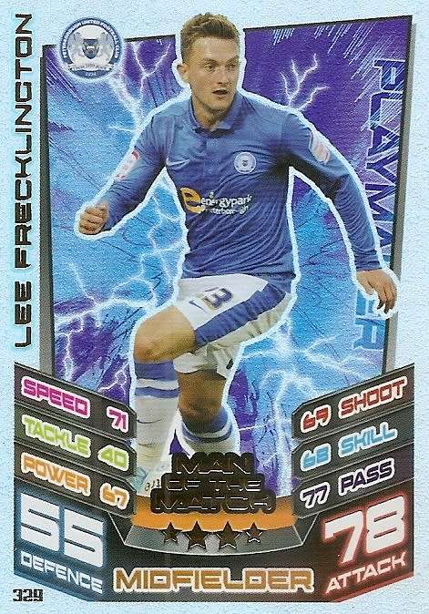 LEE FRECKLINGTON (Peterboro) - TOPPS `MATCH ATTAX CHAMPIONSHIPS` 2012/13 - FOIL `MAN of  MATCH` CARD