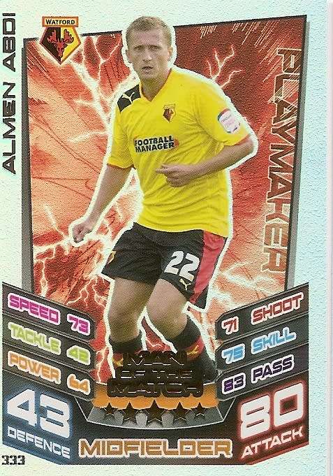 ALMEN ABDI (Watford) - TOPPS `MATCH ATTAX CHAMPIONSHIPS` 2012/13 - FOIL `MAN of  MATCH` CARD
