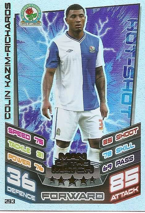 COLIN H. RICHARDS (Blackburn) - TOPPS `MATCH ATTAX CHAMPIONSHIPS` 2012/13 - FOIL `MAN of MATCH` CARD
