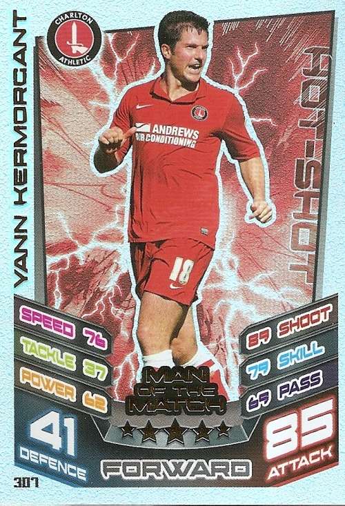 YANN KERMORGANT (Charlton) - TOPPS `MATCH ATTAX CHAMPIONSHIPS` 2012/13 - FOIL `MAN of MATCH` CARD