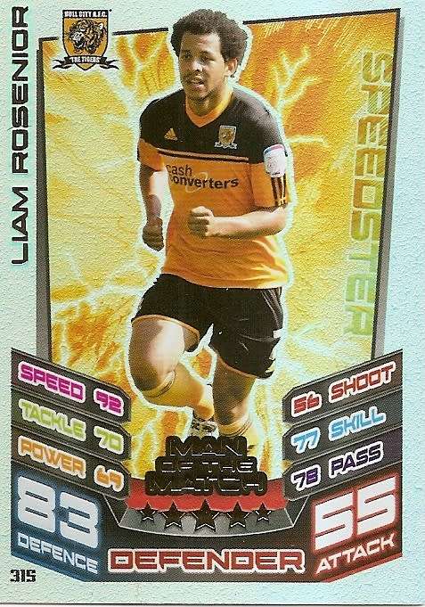 LIAM ROSENOIR (Hull) - TOPPS `MATCH ATTAX CHAMPIONSHIPS` 2012/13 - FOIL `MAN of MATCH` CARD