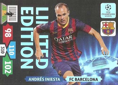 INIESTA - PANINI CHAMPIONS LEAGUE 2013/14 - VERY RARE`LIMITED EDITION` TRADING CARD