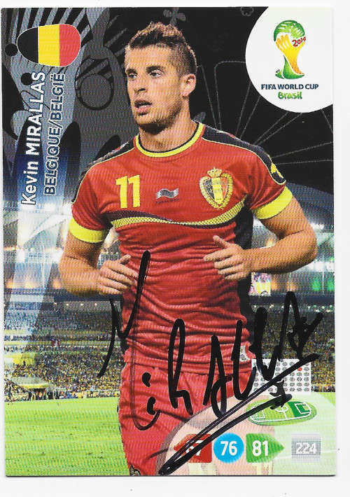 KEVIN MIRALLAS (Belgium) - PANINI World cup 2014 -  Personally `AUTOGRAPHED`  TRADING CARD