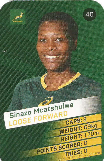 SINAZO MCATSHULWA -  2019 Pick n Pay Rugby World Cup  COLLECTION CARD 40