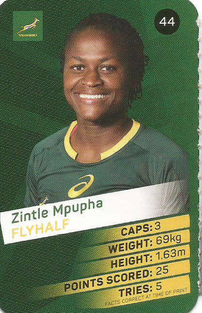 ZINTLE MPUPHA -  2019 Pick n Pay Rugby World Cup  COLLECTION CARD 44