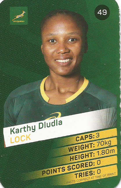 KARTHY DLUDLA -  2019 Pick n Pay Rugby World Cup  COLLECTION CARD 49