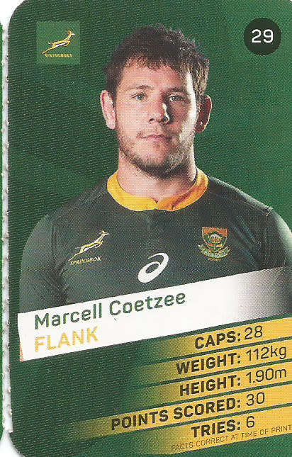 MARCELL COETZEE -  2019 Pick n Pay Rugby World Cup  COLLECTION CARD 29