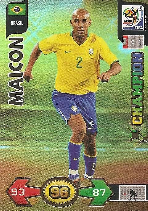 MAICON - PANINI `FIFA WORLD CUP 2010` - RARE `GOLD CHAMPION` TRADING CARD