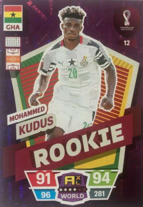 MOHAMED KUDUS - PANINI `FIFA WORLD CUP 2022` QATAR - RARE `ROOKIE` TRADING CARD 12