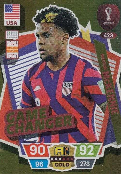 WESTON McKENNIE - PANINI `FIFA WORLD CUP 2022` QATAR - RARE `GAME CHANGER` TRADING CARD 423