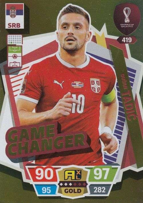 DUSAN TADIC - PANINI `FIFA WORLD CUP 2022` QATAR - RARE `GAME CHANGER` TRADING CARD 419