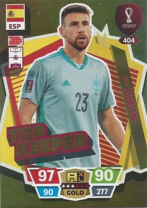 UNAI SIMON - PANINI `FIFA WORLD CUP 2022` QATAR - RARE `TOP KEEPER` TRADING CARD 404