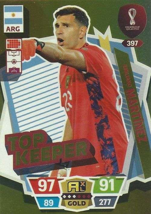 EMILIANO MARTINEZ - PANINI `FIFA WORLD CUP 2022` QATAR - RARE `TOP KEEPER` TRADING CARD 397
