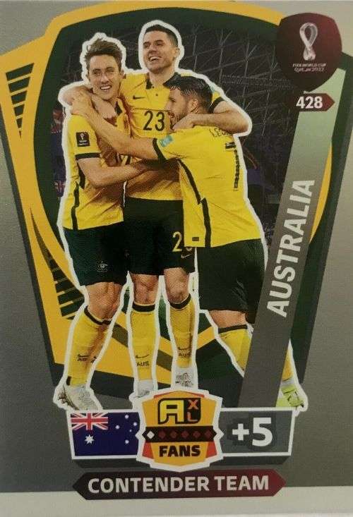 AUSTRALIA - PANINI `FIFA WORLD CUP 2022` QATAR - `CONTENDER TEAM` TRADING CARD 428
