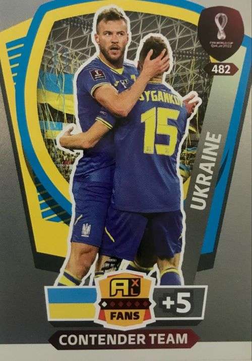 UKRAINE - PANINI `FIFA WORLD CUP 2022` QATAR - `CONTENDER TEAM` TRADING CARD 482