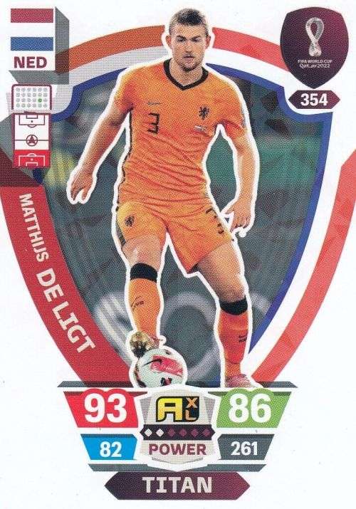 MATTHIJS DE LIGT - PANINI `FIFA WORLD CUP 2022` QATAR - `TITAN` TRADING CARD 354