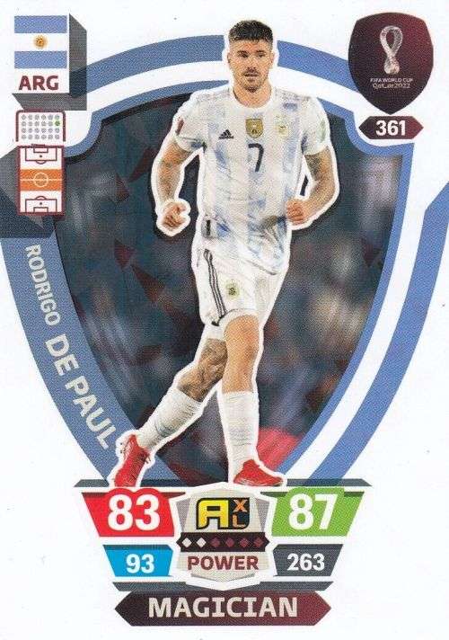 RODRIGO DE PAUL - PANINI `FIFA WORLD CUP 2022` QATAR - `MAGICIAN` TRADING CARD 361
