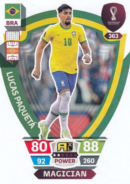 LUCAS PAQUETA - PANINI `FIFA WORLD CUP 2022` QATAR - `MAGICIAN` TRADING CARD 363
