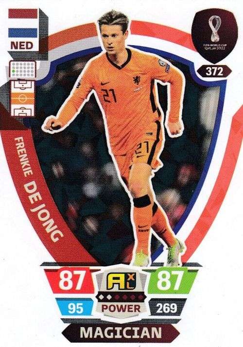 FRENKIE DE JONG - PANINI `FIFA WORLD CUP 2022` QATAR - `MAGICIAN` TRADING CARD 372