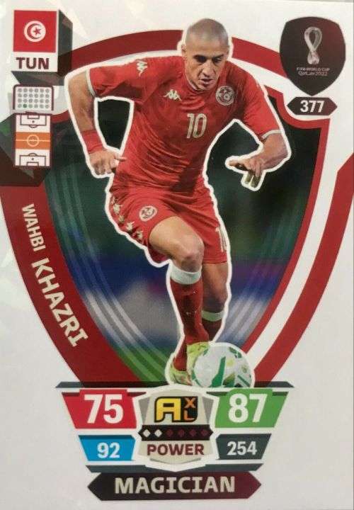 WAHBI KHAZRI - PANINI `FIFA WORLD CUP 2022` QATAR - `MAGICIAN` TRADING CARD 377