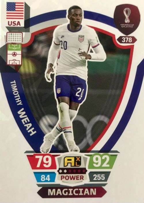 TIMOTHY WEAH - PANINI `FIFA WORLD CUP 2022` QATAR - `MAGICIAN` TRADING CARD 378