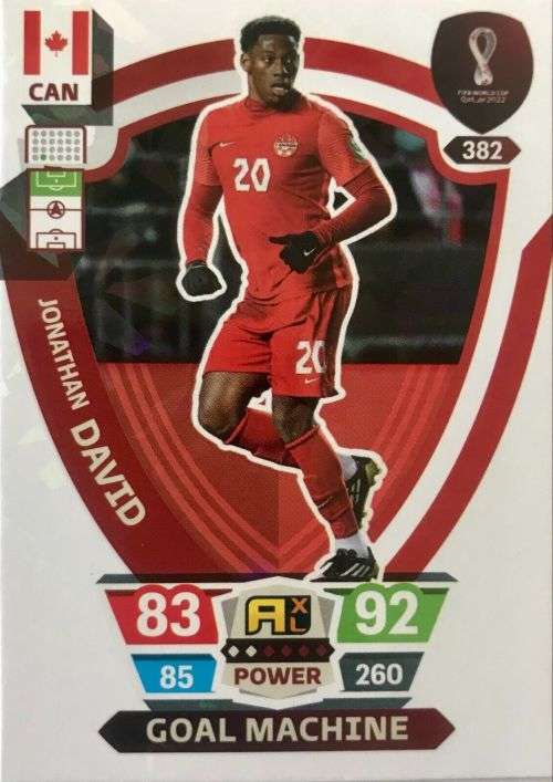 JONATHAN DAVID - PANINI `FIFA WORLD CUP 2022` QATAR - `GOAL MACHINE` TRADING CARD 382