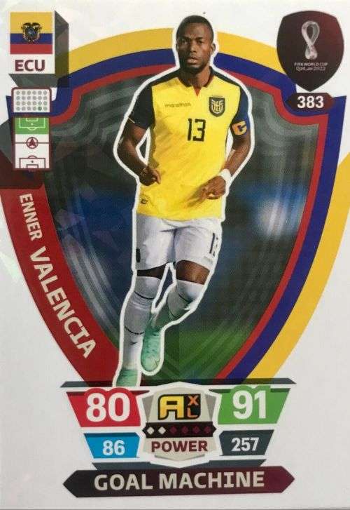 E. VALENCIA - PANINI `FIFA WORLD CUP 2022` QATAR - `GOAL MACHINE` TRADING CARD 383
