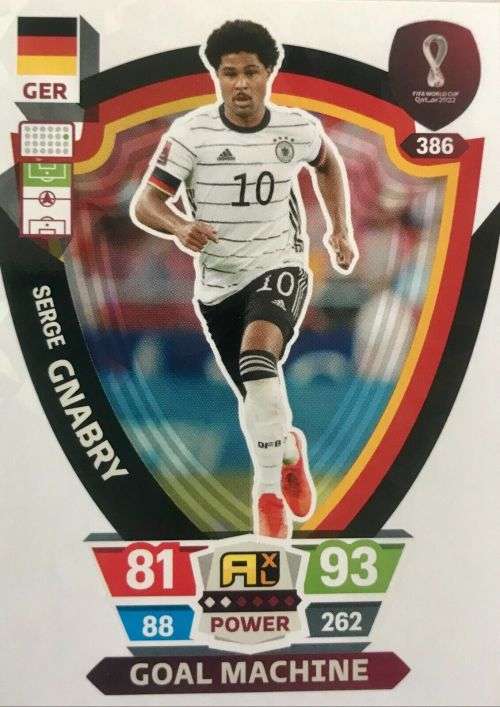 SERGE GNABRY - PANINI `FIFA WORLD CUP 2022` QATAR - `GOAL MACHINE` TRADING CARD 386