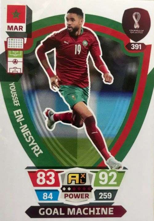 YOUSSEF EN NESYRI - PANINI `FIFA WORLD CUP 2022` QATAR - `GOAL MACHINE` TRADING CARD 391