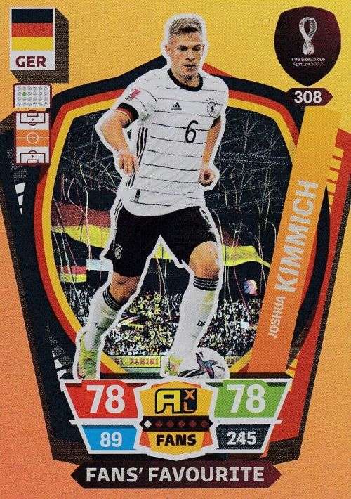 JOSHUA KIMMICH - PANINI `FIFA WORLD CUP 2022` QATAR - `FANS FAVOURITE` TRADING CARD 308