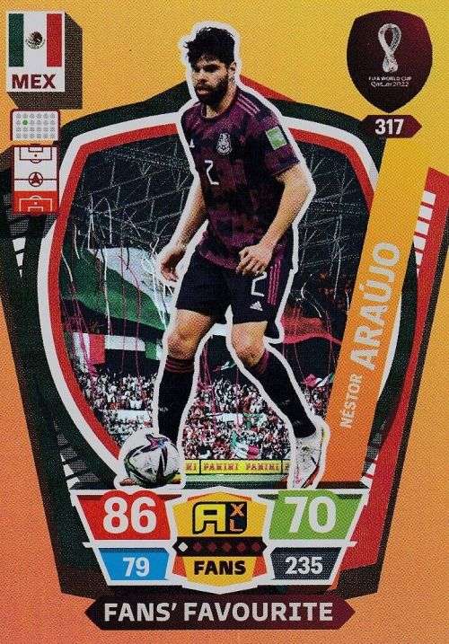 HESTOR ARAUJO - PANINI `FIFA WORLD CUP 2022` QATAR - `FANS FAVOURITE` TRADING CARD 317