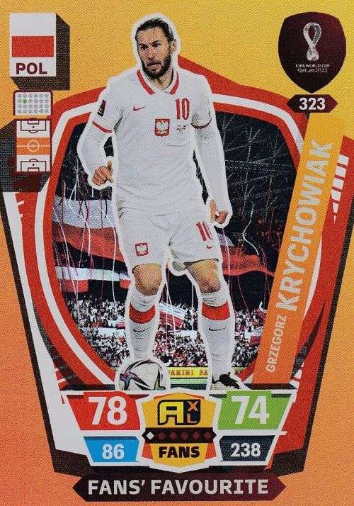 G. KRYCHOWIAK - PANINI `FIFA WORLD CUP 2022` QATAR - `FANS FAVOURITE` TRADING CARD 323