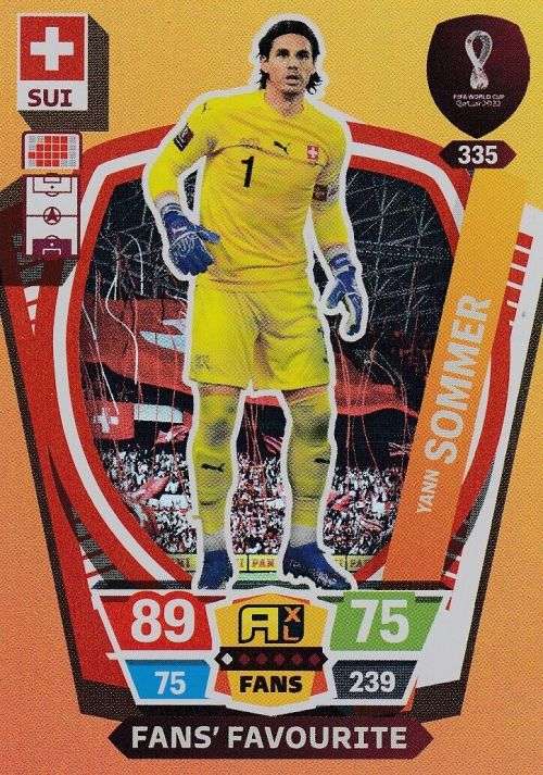YANN SOMMER - PANINI `FIFA WORLD CUP 2022` QATAR - `FANS FAVOURITE` TRADING CARD 335