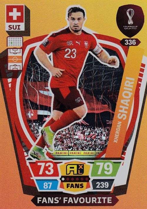XHERDAN SHAQIRI - PANINI `FIFA WORLD CUP 2022` QATAR - `FANS FAVOURITE` TRADING CARD 336