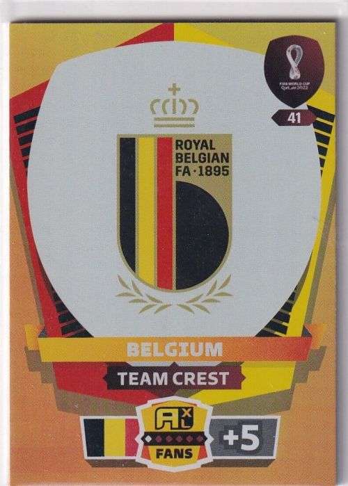 BELGIUM - PANINI `FIFA WORLD CUP 2022` QATAR - `TEAM CREST` TRADING CARD 41