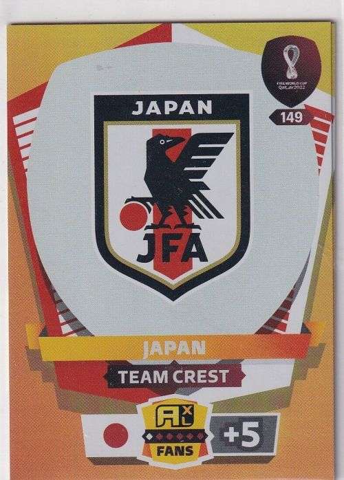 JAPAN - PANINI `FIFA WORLD CUP 2022` QATAR - `TEAM CREST` TRADING CARD 149