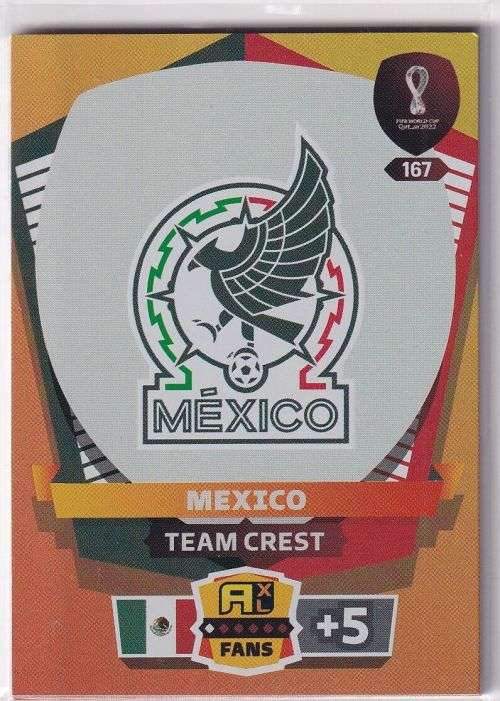 MEXICO - PANINI `FIFA WORLD CUP 2022` QATAR - `TEAM CREST` TRADING CARD 167