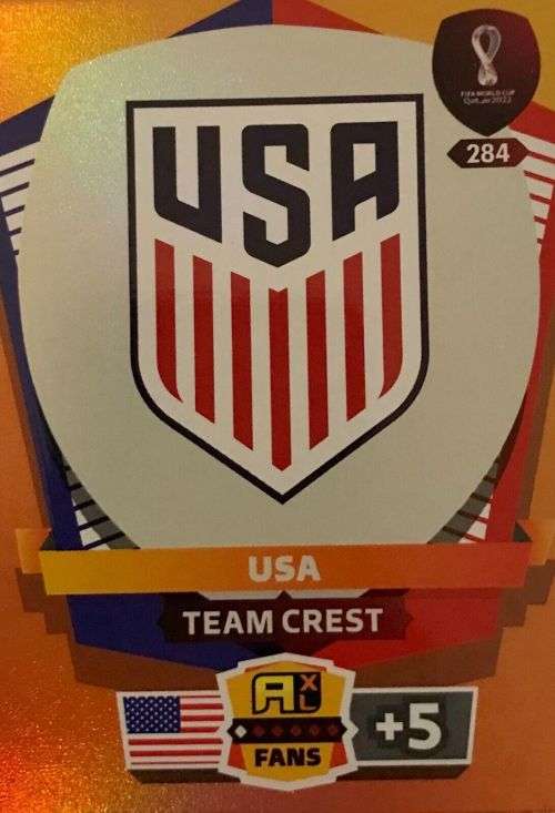 USA - PANINI `FIFA WORLD CUP 2022` QATAR - `TEAM CREST` TRADING CARD 284