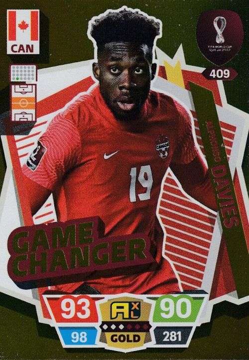 ALFONSO DAVIES - PANINI `FIFA WORLD CUP 2022` QATAR - RARE `GAME CHANGER` TRADING CARD 409