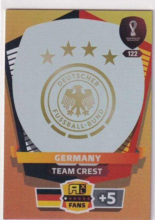 GERMANY - PANINI `FIFA WORLD CUP 2022` QATAR - `TEAM CREST` TRADING CARD 122