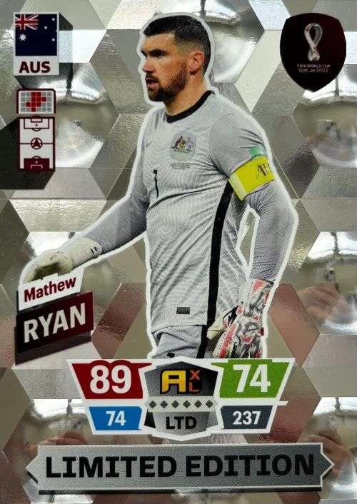 MATHEW RYAN - PANINI `FIFA WORLD CUP 2022` QATAR - RARE `LIMITED EDITION` TRADING CARD