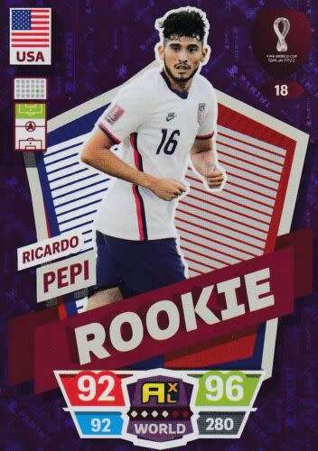 RICARDO PEPI - PANINI `FIFA WORLD CUP 2022` QATAR - RARE `ROOKIE` TRADING CARD 18