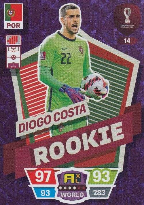 DIOGO COSTA - PANINI `FIFA WORLD CUP 2022` QATAR - RARE `ROOKIE` TRADING CARD 14